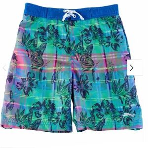 Tommy Bahama Boys Hibiscus Plaid Swim Trunks